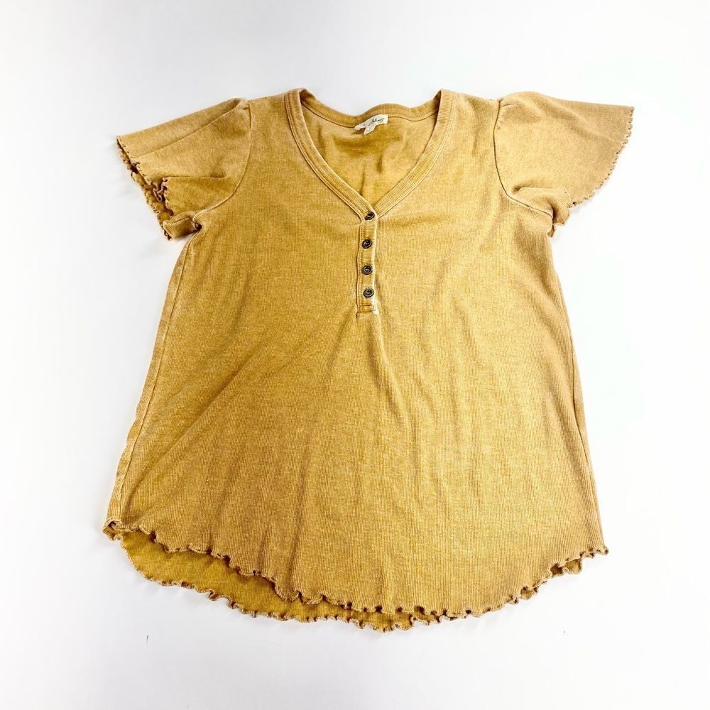 June and Delancey fall colored ribbed tee top S